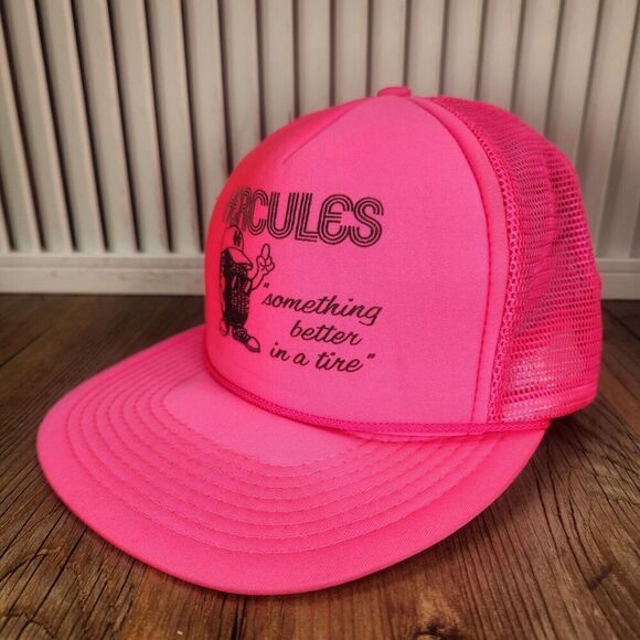 VTG Hercules Tires "Something better in a tire" Snapback Trucker Hat Cap Pink - Picture 1 of 11